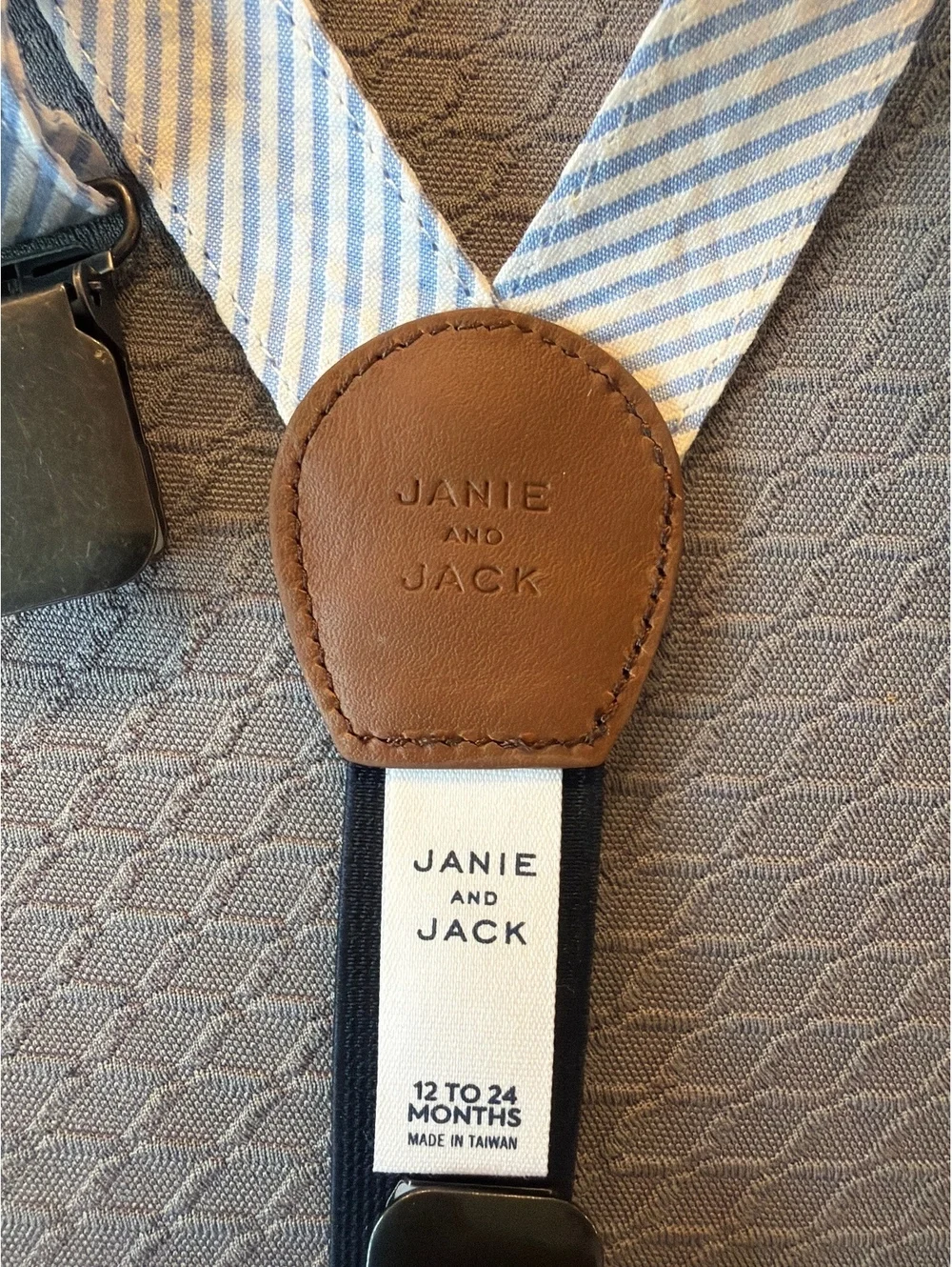 Janie and Jack Baby Boys' Blue and White Striped Suspenders, Size 12 to 24 Month